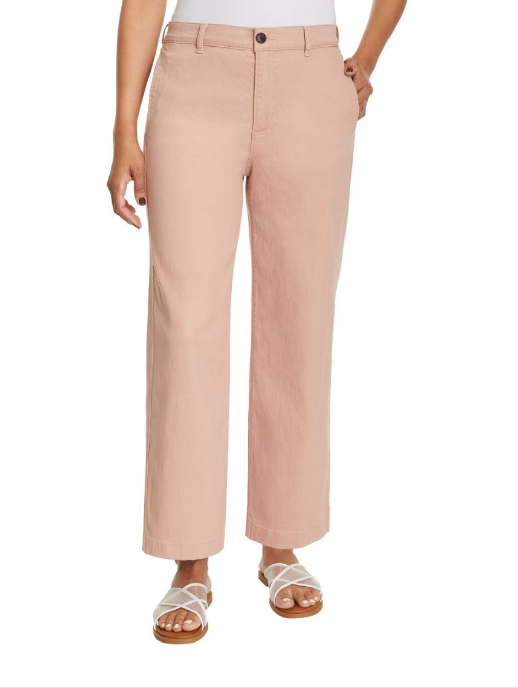 New! Ella Moss Pink High Rise Wide-Leg Cropped Pants Size 6